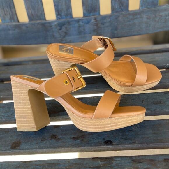 New Dolce Vita Platform Sandal Women's 10 US Beige PU Leather Block Heel Slip-On - Picture 2 of 13